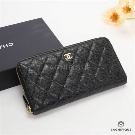 chanel zippy wallet black caviar ghw|Long Wallets .